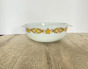 フェニックスガラスのレトロな黄色の花柄のキャセロール皿 - Etsy 日本