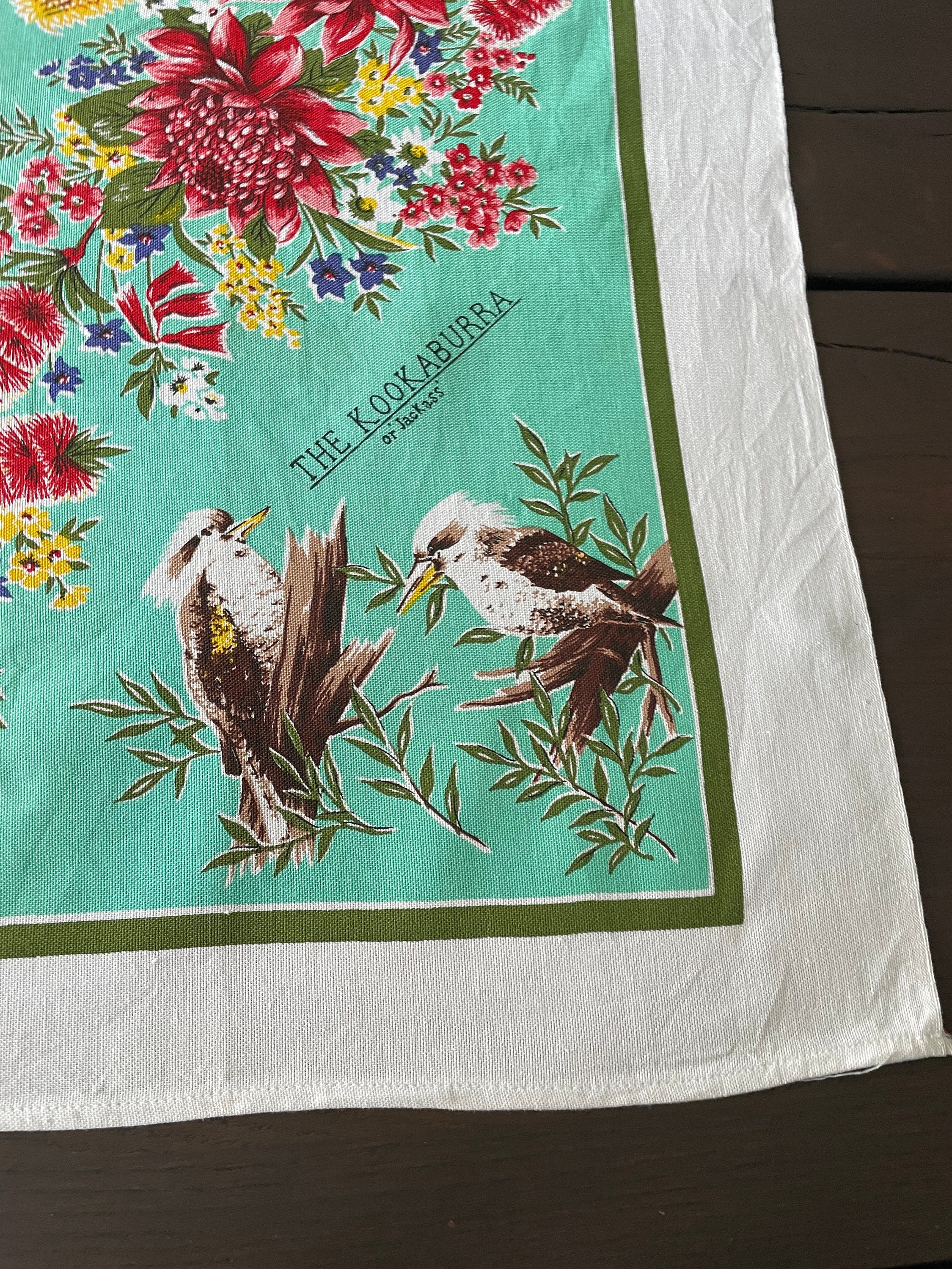 ヴィンテージ オーストラリア コアラ　野鳥プリント テーブルクロス ヴィンテージ オーストラリア プリント テーブルクロス：コアラ