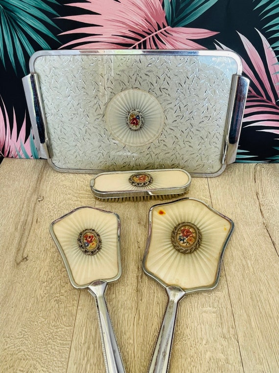 Dressing table set vintage vanity tray mirror and b… Gem