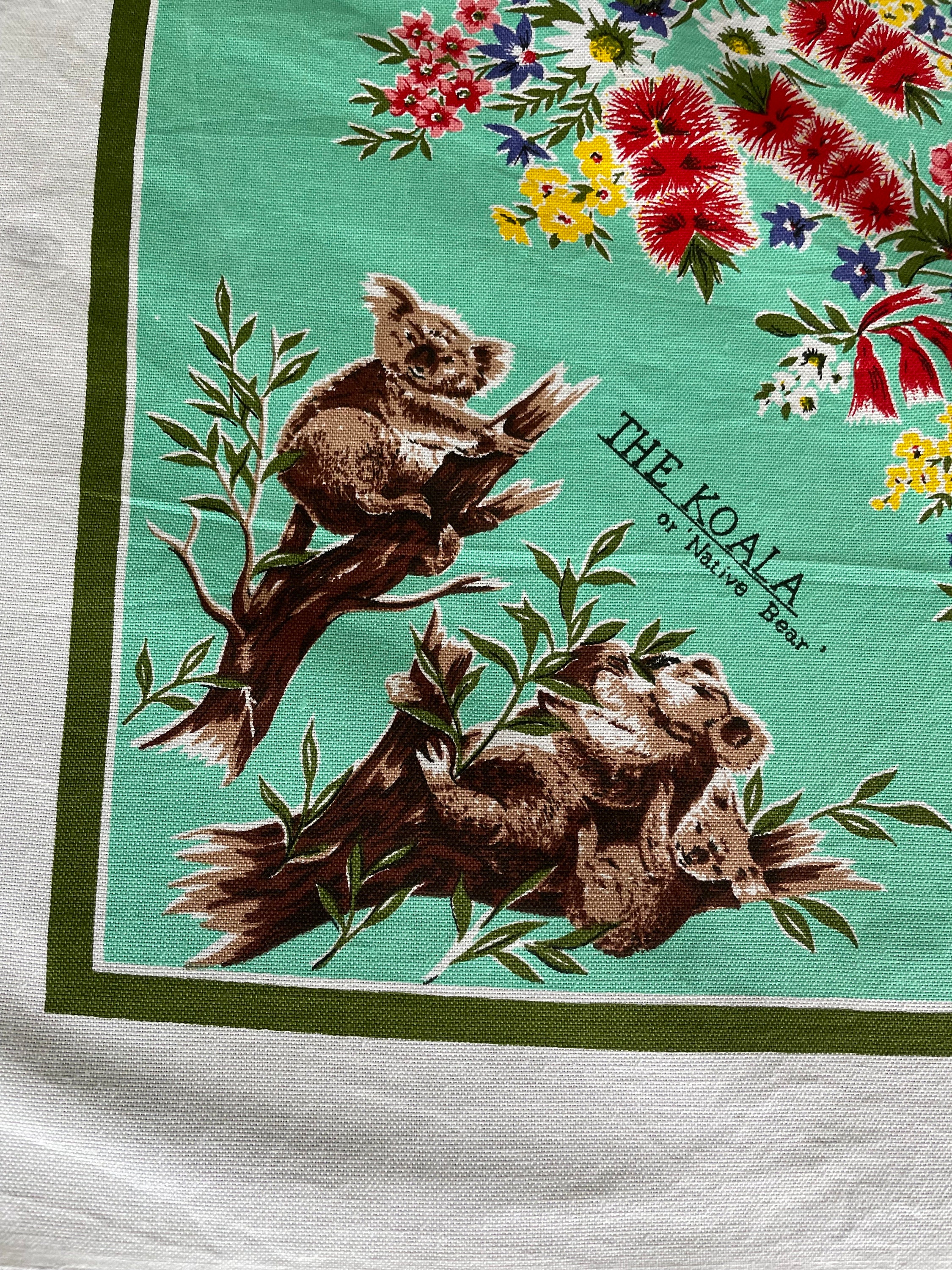 ヴィンテージ オーストラリア プリント テーブルクロス：コアラ