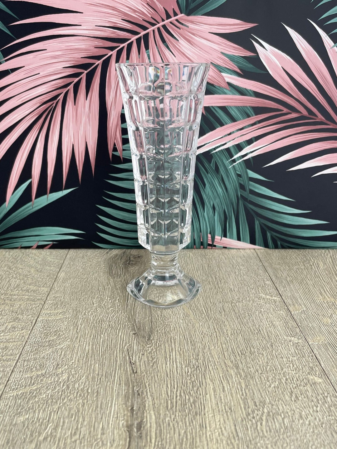 Small Lead Crystal Vase Square Glass Bud Vase Etsy