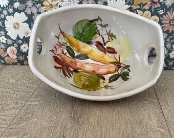Vintage Italian Vegetable Dish with Broad / Fava Bean Design - Hand Painted