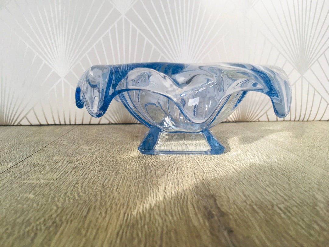 Bagley Equinox Small Ice Blue Glass Vase Art Deco Glass Rose Bowl Etsy
