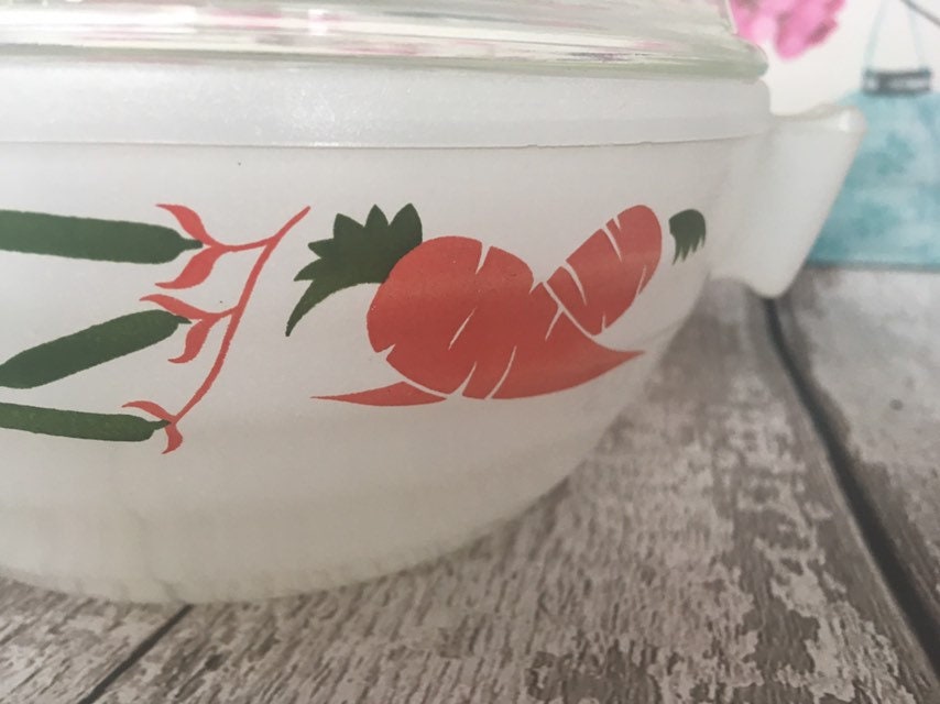 Vegetable pattern pyrex casserole dish and lid by phoenix Etsy