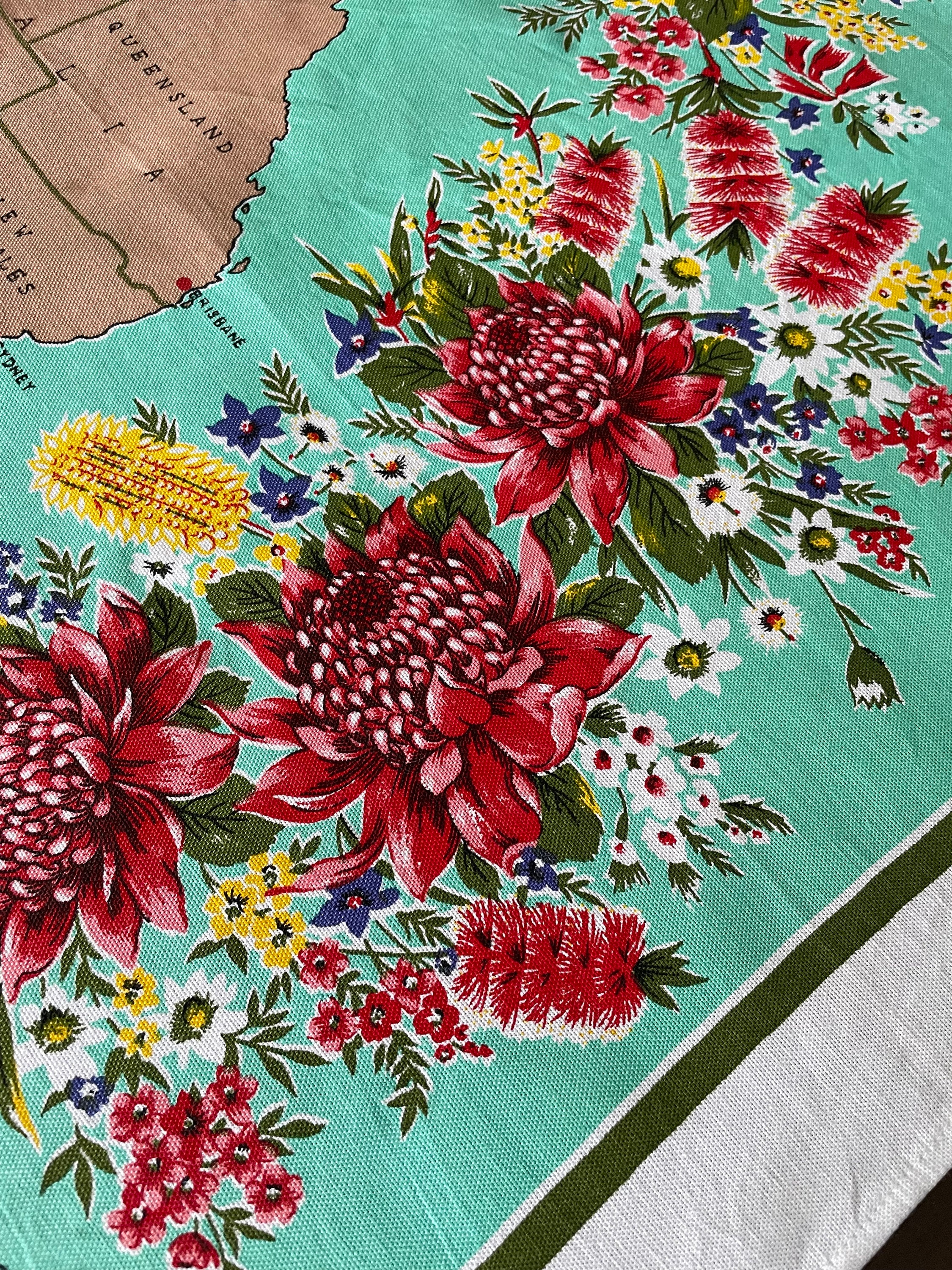 ヴィンテージ オーストラリア プリント テーブルクロス：コアラ