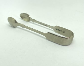 Small plain silver plated sugar tongs