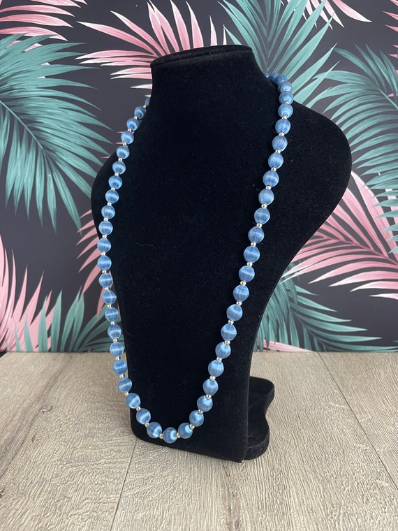 Sky blue opera length necklace - vintage  blue sa… - image 1