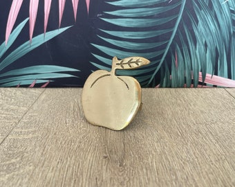 Brass apple shaped single napkin ring - Apple for teacher gift ideas