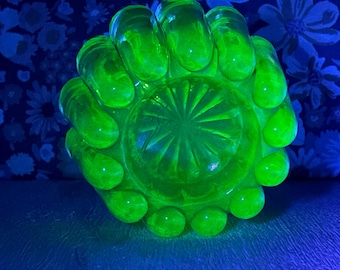 Uranium Glass Piano Insulator - Lime Green Victorian Glass Castor