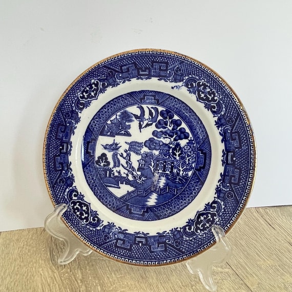 【1892〜1925年】JHW&SONS HANLEY ウィロー　デザート皿 Blue Willow Tea Plate – JHW & Sons Hanley Semi Porcelain Vintage