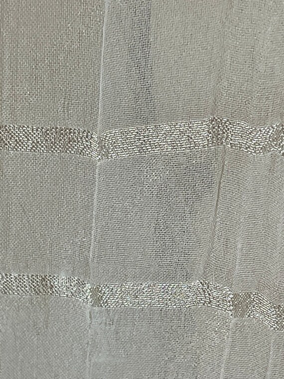 Beige and gold rectangular stripe pattern scarf - image 4