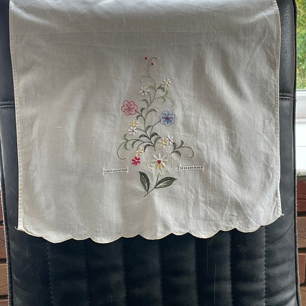 Flower design embroidered chair back covers - set of four loose head rest covers for chairs