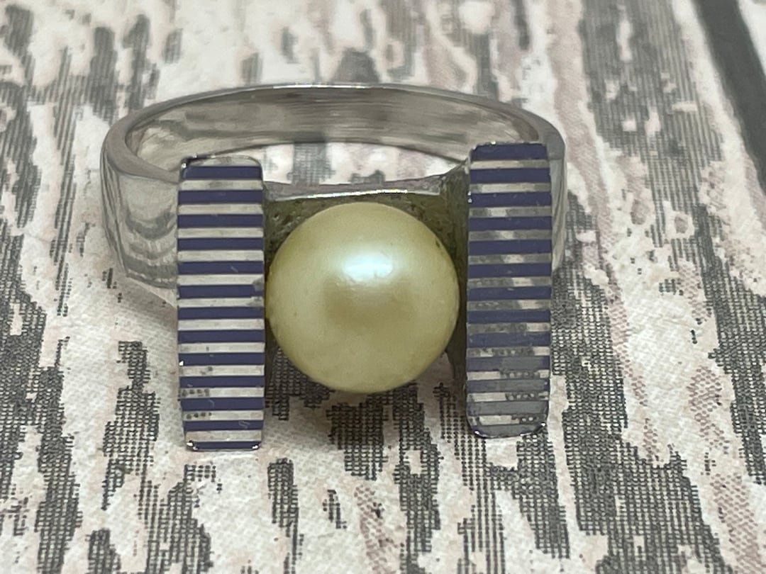Modernist Solitaire Faux Peat Costume Jewellery Ring UK Size P Etsy
