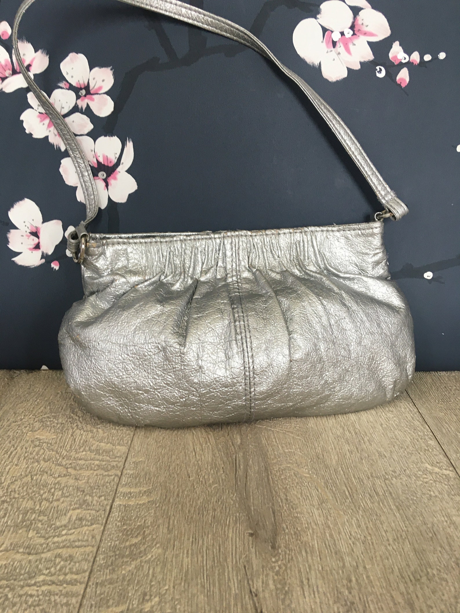 Silver Faux Leather Evening Bag Small Purse for Women Etsy UK