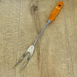 Vintage Prestige Carving Fork – Yellow Handled Meat Fork, Made in England