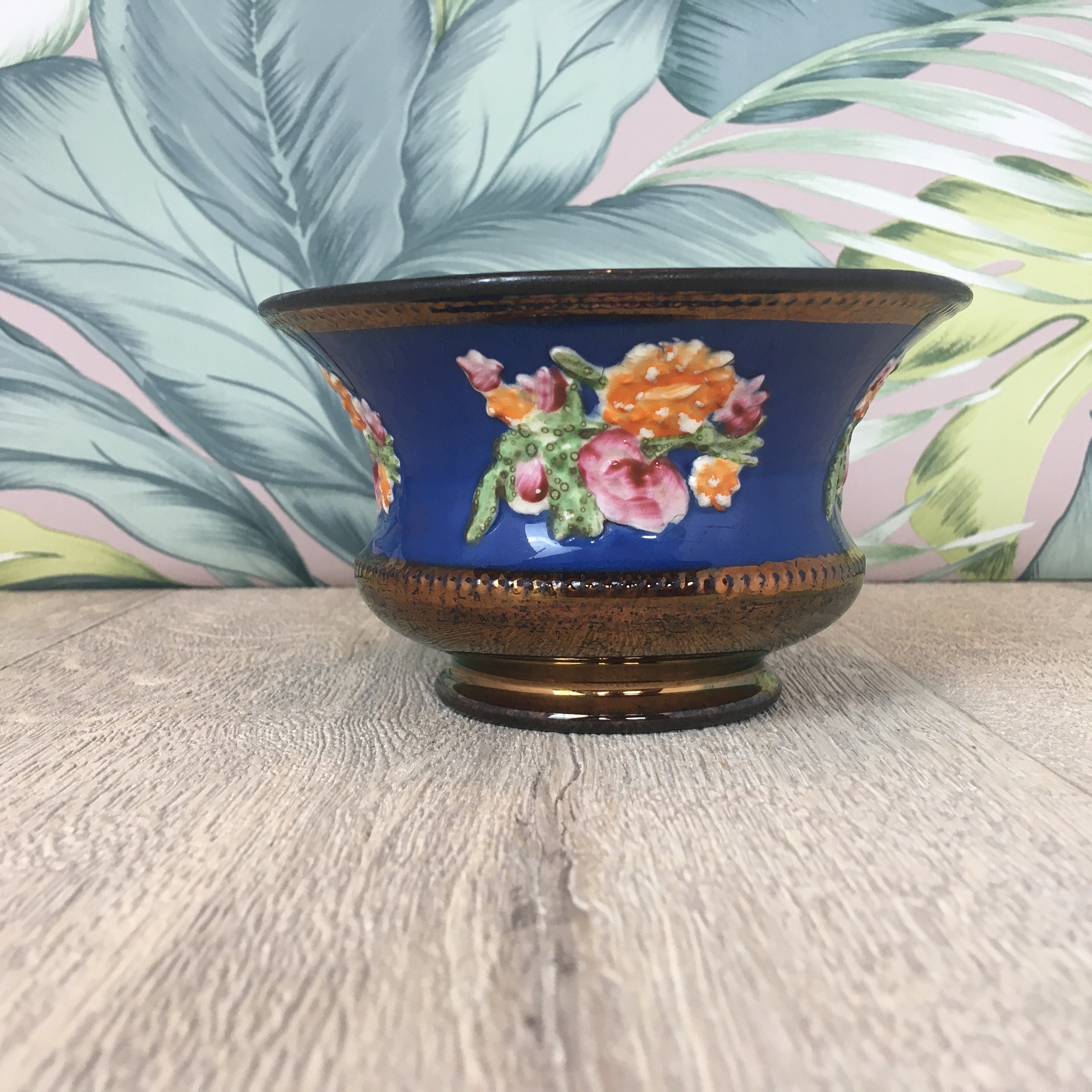 【美品】ネイビーブルー 花瓶 陶磁器製 銅釉の青い花瓶 - 陶器の花束またはプランター - Etsy 日本