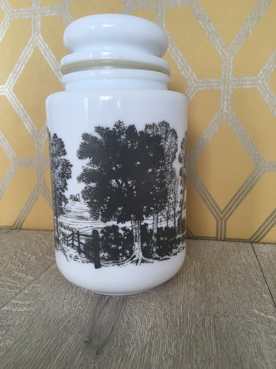 Frasco de almacenamiento de estilo boticario de vidrio blanco | Etsy