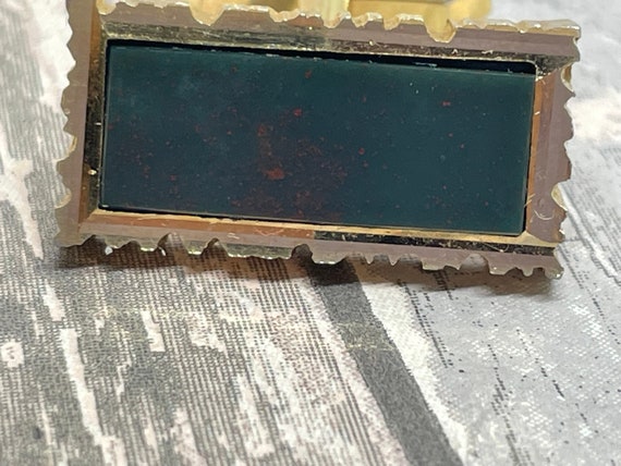 Gold and black rectangular cuff links - vintage g… - image 2