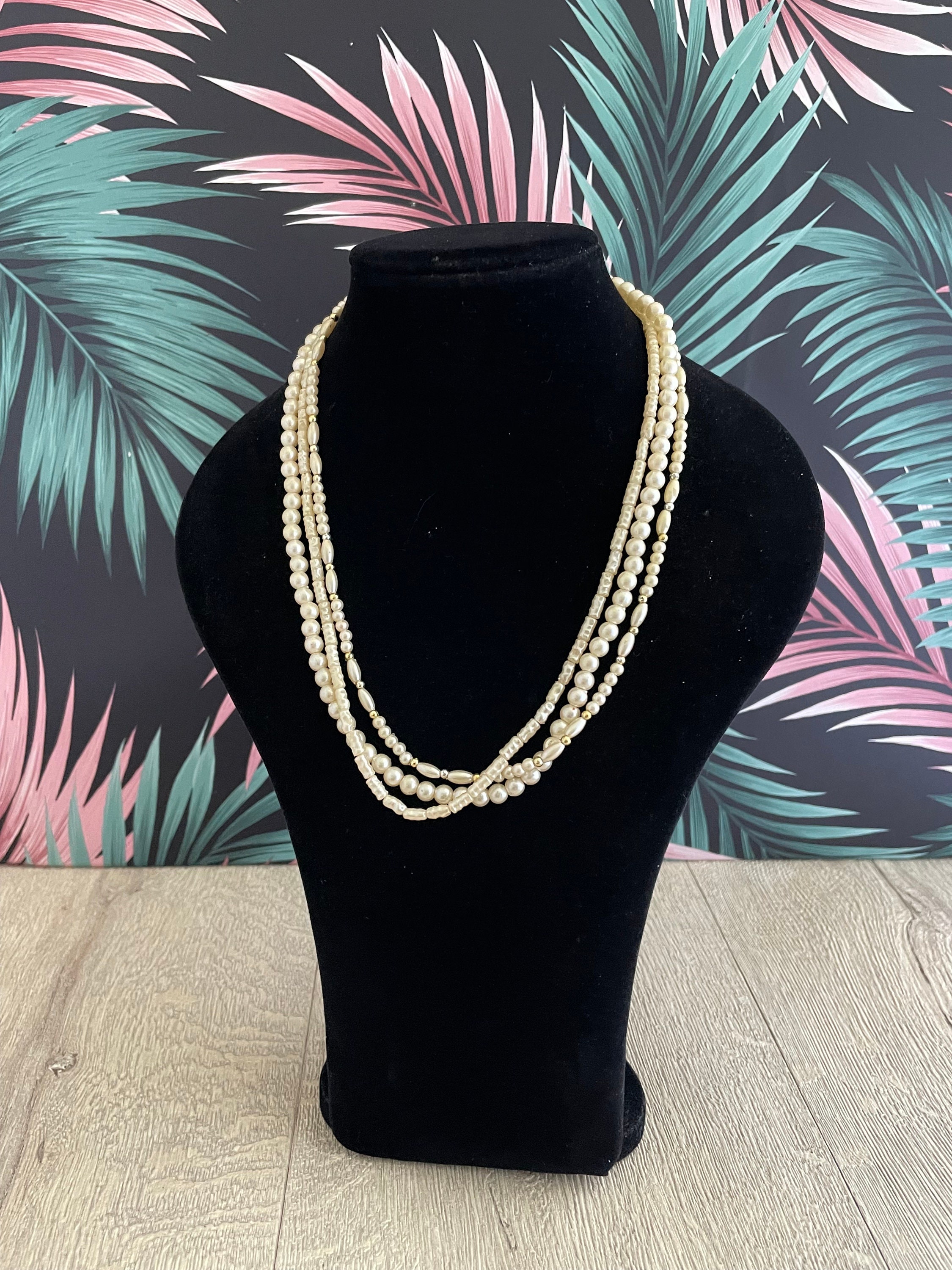 Multi Strand Beaded Necklace Vintage - Etsy