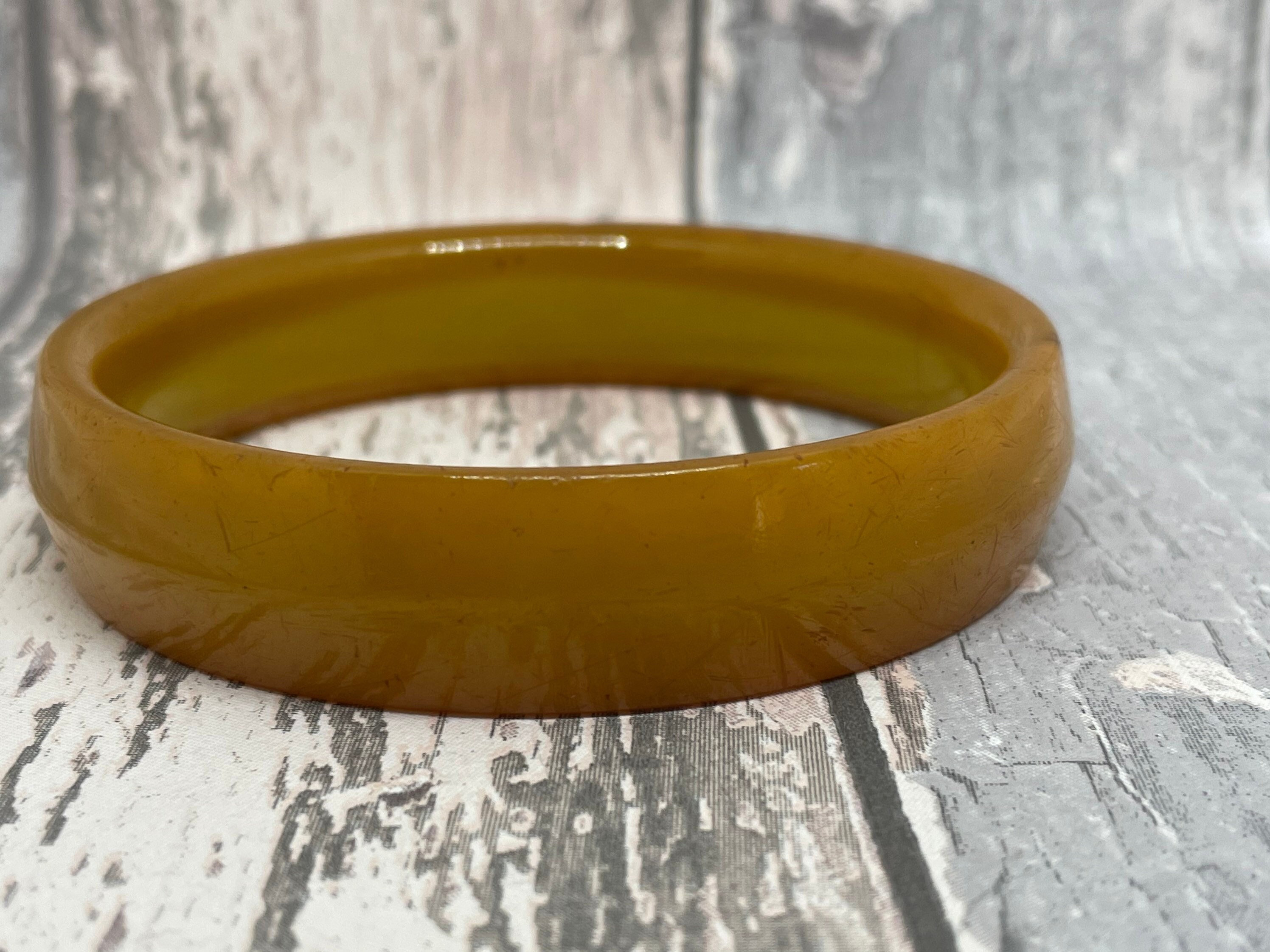 BAKELITE マーブルグリーン ベイクライト フラワーバングル
