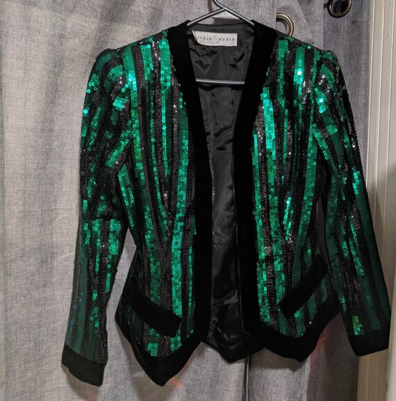 Lillie Rubin jacket green sequin - image 4