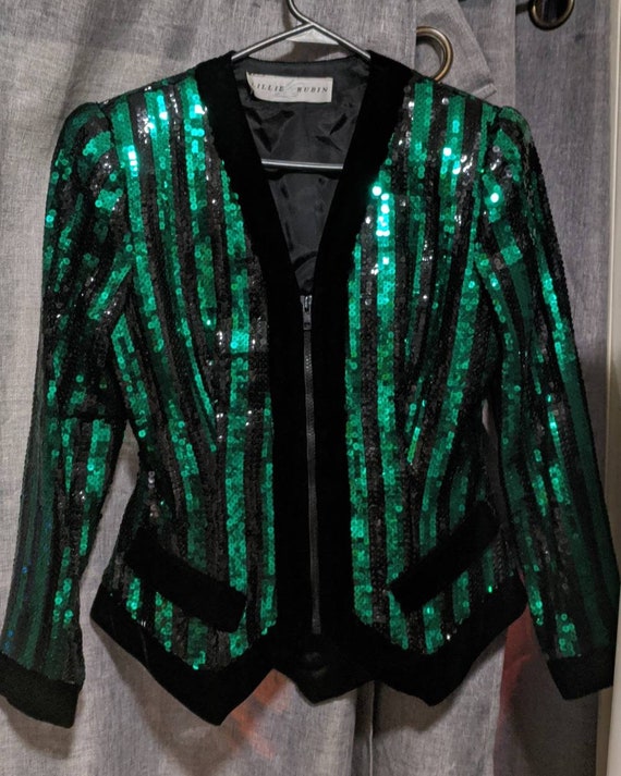 Lillie Rubin jacket green sequin - image 1