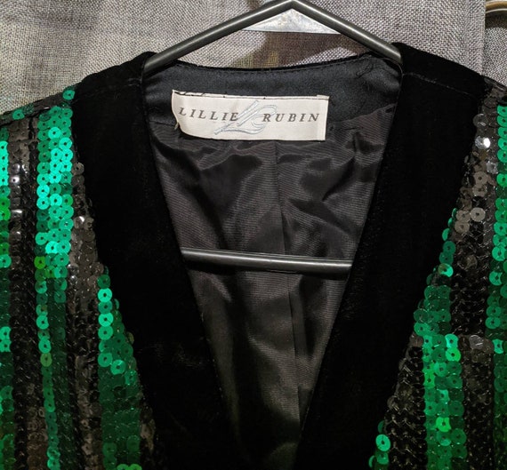 Lillie Rubin jacket green sequin - image 3