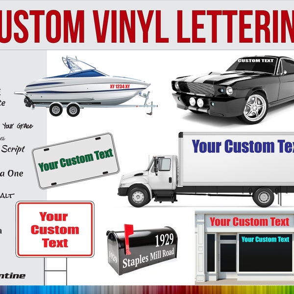 Custom Vinyl Lettering Decal - Sticker Outdoor Use On Auto Car Truck Semi Boat Trailer Garage Hobby Projects & More