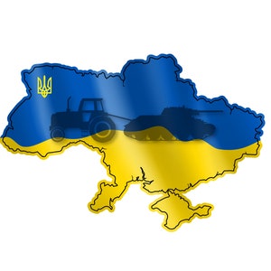 Ukraine Farm Tractor Steals Tows Tank Sticker Decal 4x5 Ukrainian Flag Slavi Ukraini