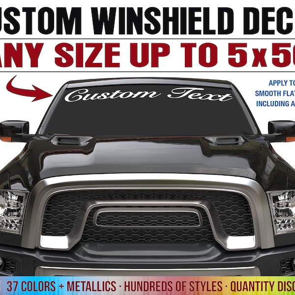 Custom Vinyl Windshield Decal, Sticker, Custom Lettering Any Size up to 5 x 50