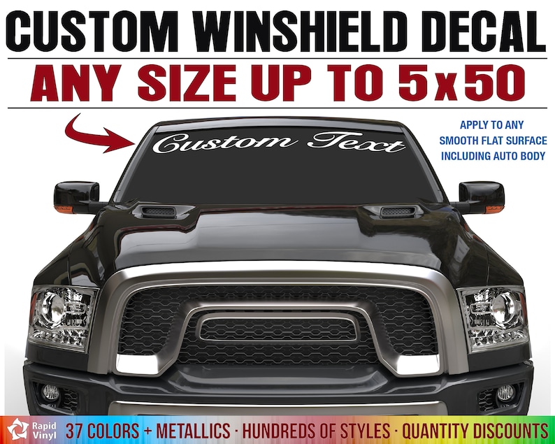 Custom Vinyl Windshield Decal Sticker Custom Lettering Any Etsy