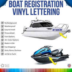 Rapid Vinyl Boat Registration Numbers Vinyl Lettering & Numbers – for Use on Boat, Yacht, Canoe, Paddle Board, and PWC