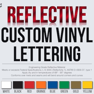 Custom Reflective Vinyl Lettering Decal Sticker Car Van Truck Trailer Window Glass Engineering Grade +