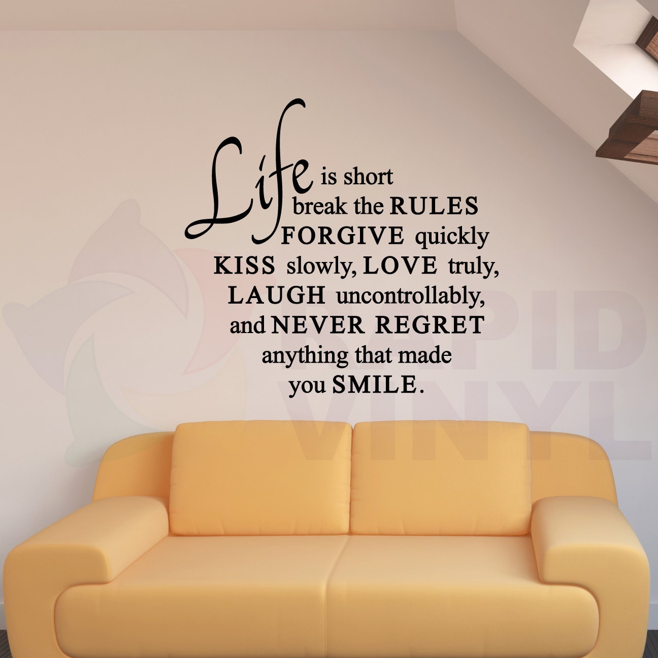 Life is Short Love Quote Wall Decal. Kiss Love Etsy