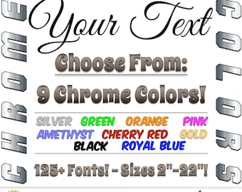 Custom Chrome Vinyl Text Decal: Metallic Mirror Finish Lettering for Car, Truck, Boat