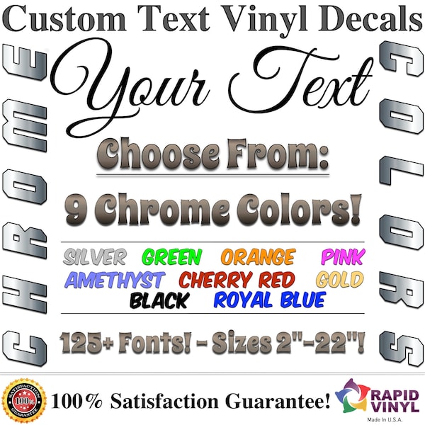 Chrome Custom Vinyl Text, Name, Quote, or Lettering Wall Decal. Wall Art - Personalized Decal