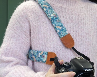 Patchwork Camera Strap: Strawberry Thief DSLR Sling, Zero Waste Gifts, Binoculars Strap