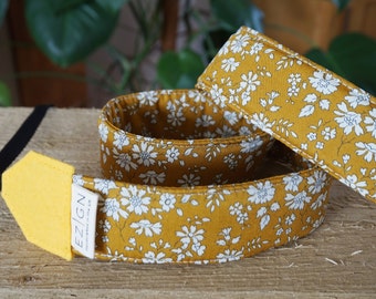 Sunshine Blooms Camera Strap, Mini Floral Yellow Fabric DSLR Strap, Birdwatching, Liberty of London Capel Mustard BEST SELLER