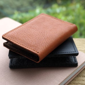 Cartera de tarjeta simple, cartera de cuero y fieltro, tarjetero, portatarjetas para todos, cartera de tarjeta minimalista, cuero italiano y fieltro de lana