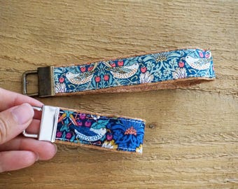 Strawberry Thief Keyfob, Housewarming Gifts, New Car Keyfob, Liberty of London William Morris Print
