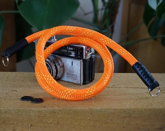 Handstitched Rope Camera Strap: DSLR/Binoculars Sling, Leather Accents