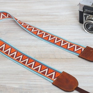 Triangle Mountains Strap, New Webbing Orange Camera Strap, Triangle Print DSLR Strap, Photography Gifts, Photoshoot Tools 2022 image 1