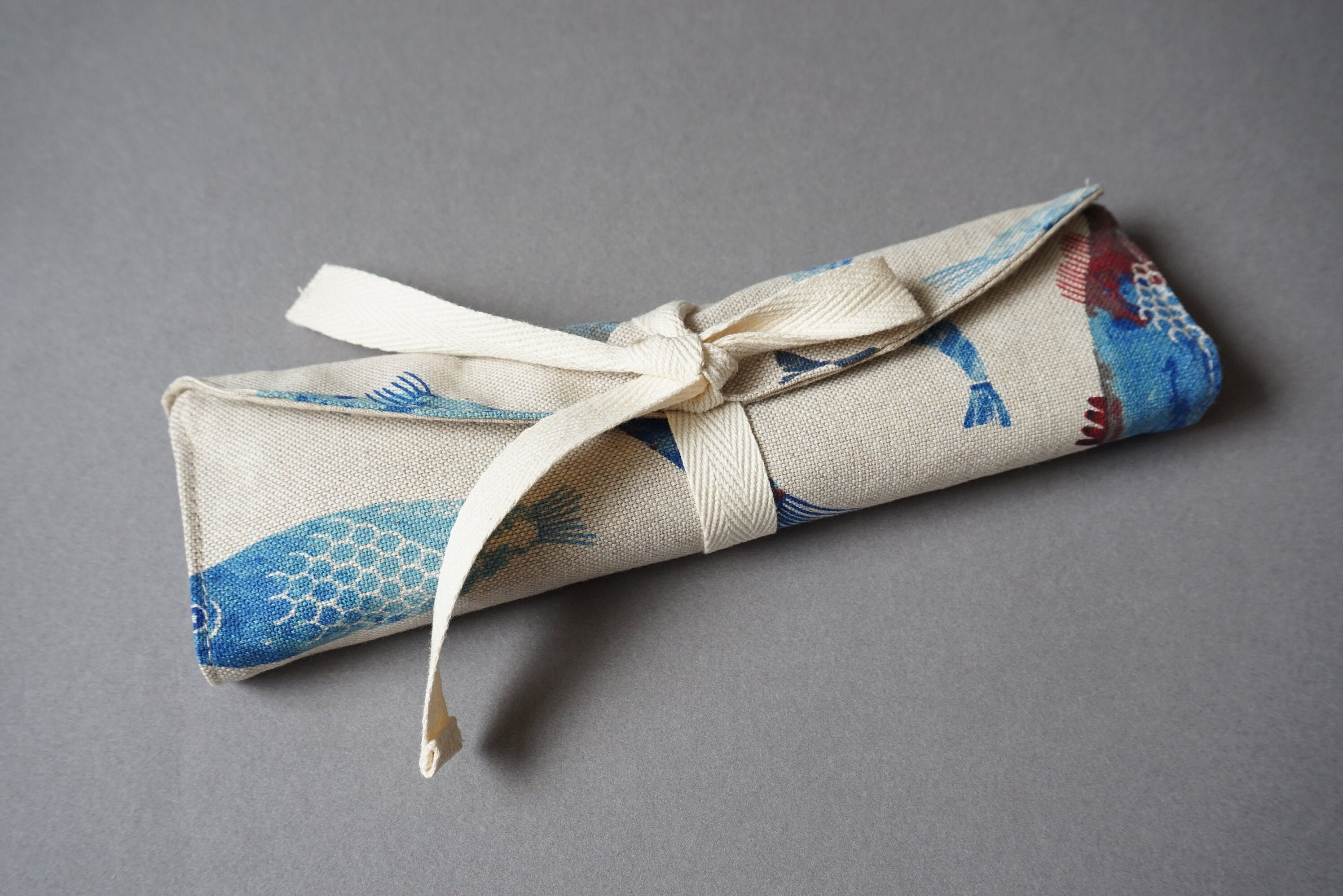 Fabric Cutlery Roll Reusable Bamboo Cutlery Set Etsy