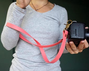 Coral BioThane Camera Strap: Weatherproof DSLR Sling, Fixed Length