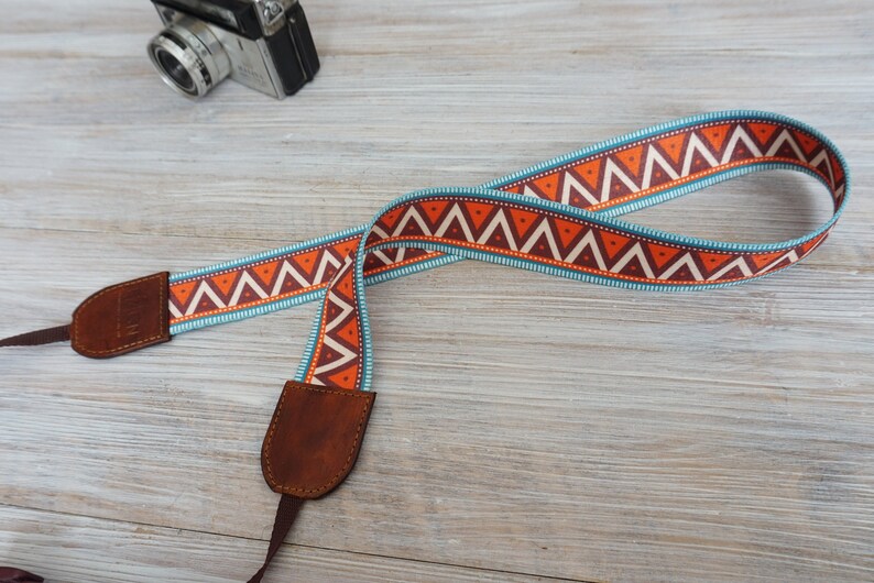 Triangle Mountains Strap, New Webbing Orange Camera Strap, Triangle Print DSLR Strap, Photography Gifts, Photoshoot Tools 2022 image 3