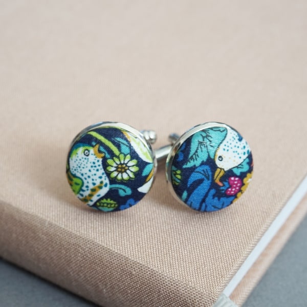 New Season Cufflink, Strawberry Thief Floral Wedding Gift, Silver Plated Cufflink Set, Bestman Gift Ideas, Wedding Sets, William Morris 2024