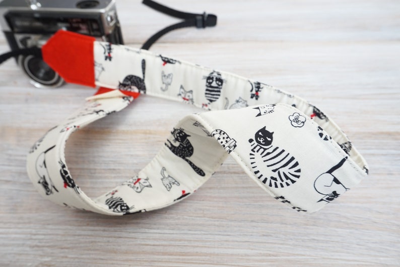 Cute Cat Camera Strap, New Cat DSLR Camera or Binocular Strap, Animal Nature Photography, Personalised DSLR Camera Sling, Camera Accessories image 5