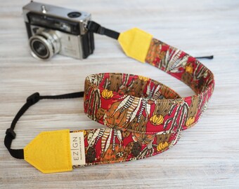 Cactus Print Camera Binoculars Strap, Yellow Desert Cactus DSLR Camera Strap, Joshua Tree Print Strap, Outdoor Photography, Camera Geeks