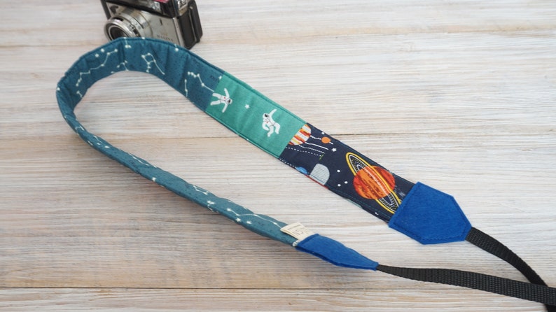 Space Galaxy Camera Strap, One of A Kind DSLR Strap, Stars Planets Patchwork Crossbody Camera Strap, New Camera Gifts, Photographer Tools image 6