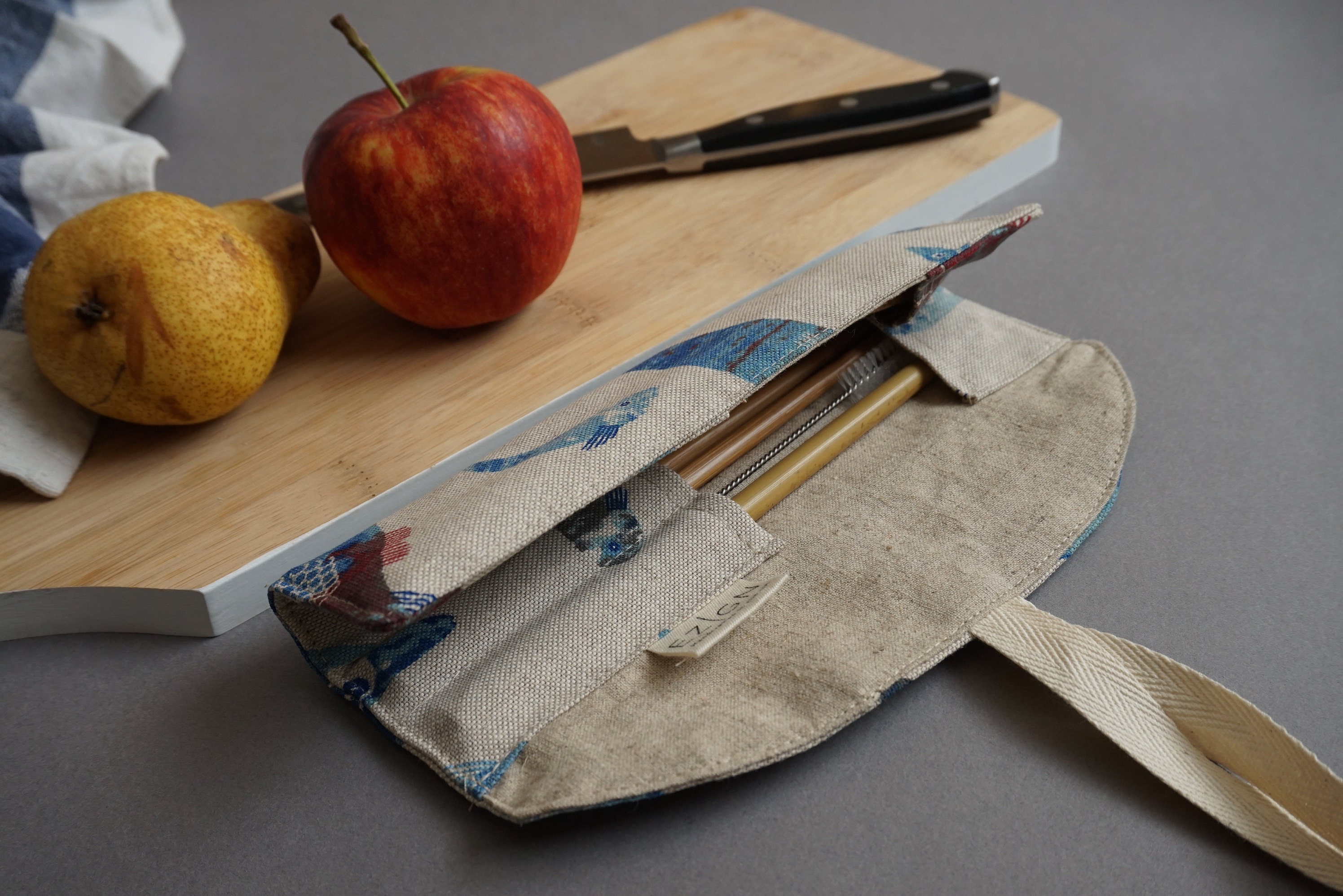 Fabric Cutlery Roll Reusable Bamboo Cutlery Set Etsy New Zealand